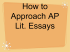 How to Approach AP Lit. Essays