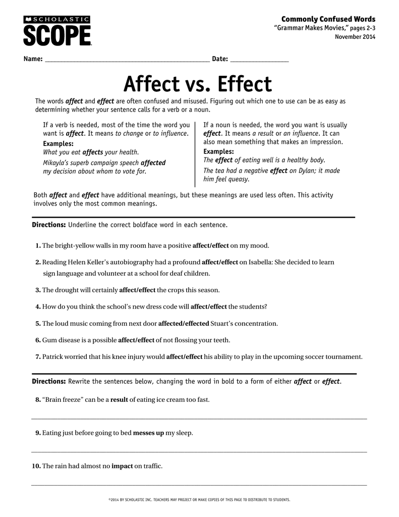 The Beast of Loch Ness - Scope - reading With Affect Vs Effect Worksheet